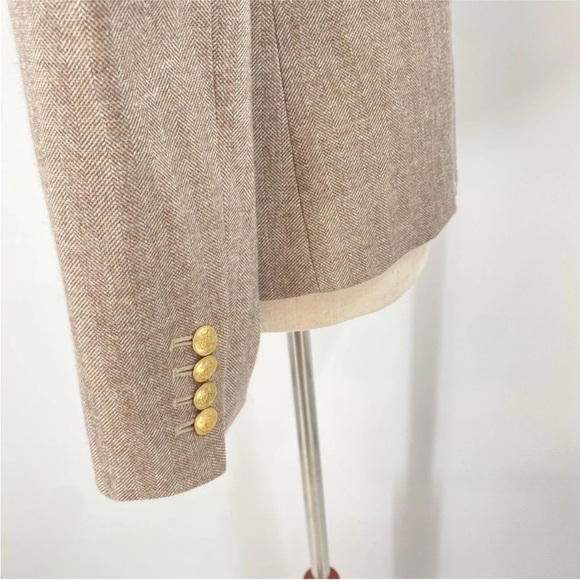 J. Crew Tan Herringbone Wool Blazer Size 00 CC734 XXS - Picture 8 of 15